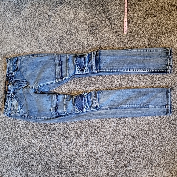 STUNNING CRYSP ACID WASH MOTO SKINNY JEANS - Picture 2 of 12